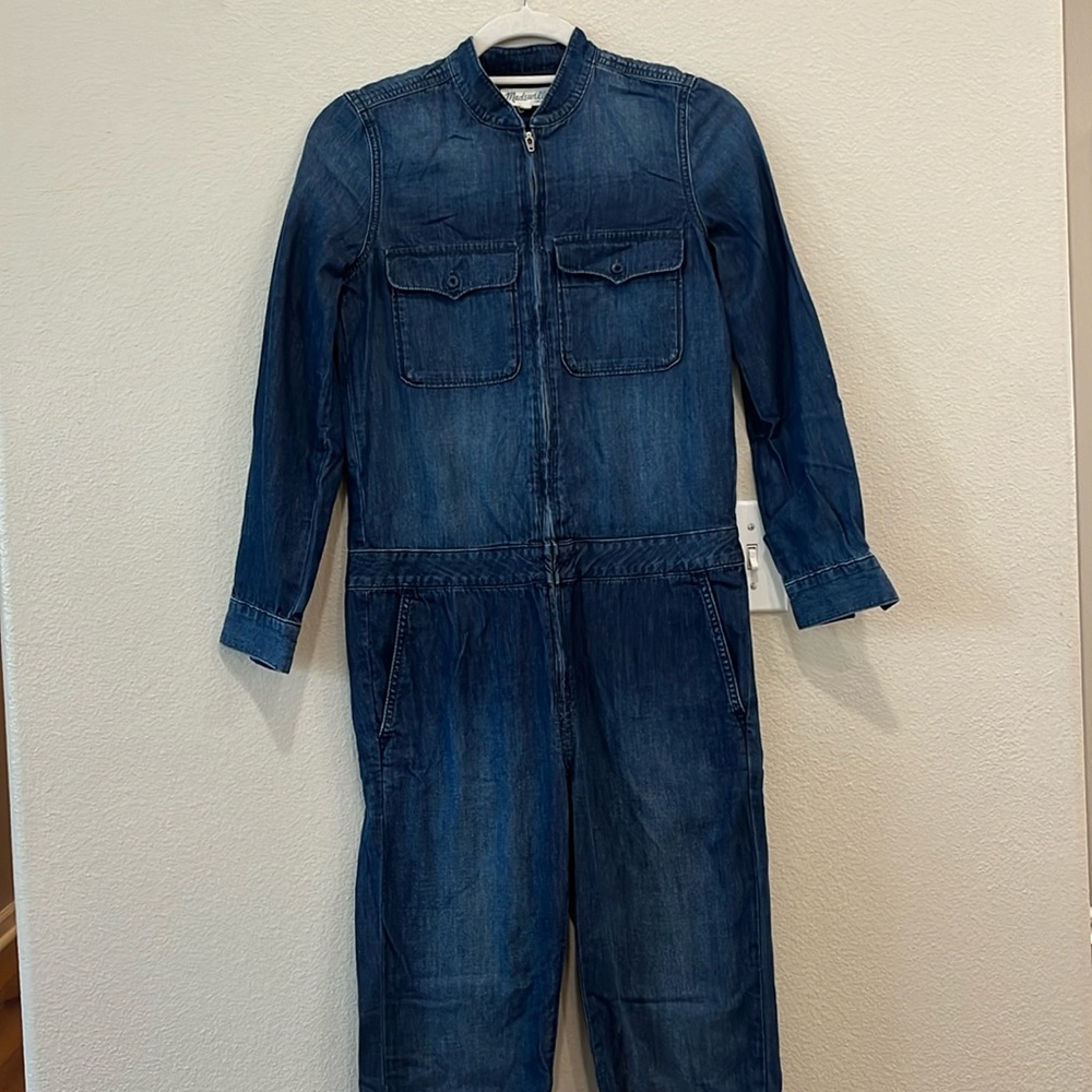 Full-length denim jump suit. Madewell XS, cotton.